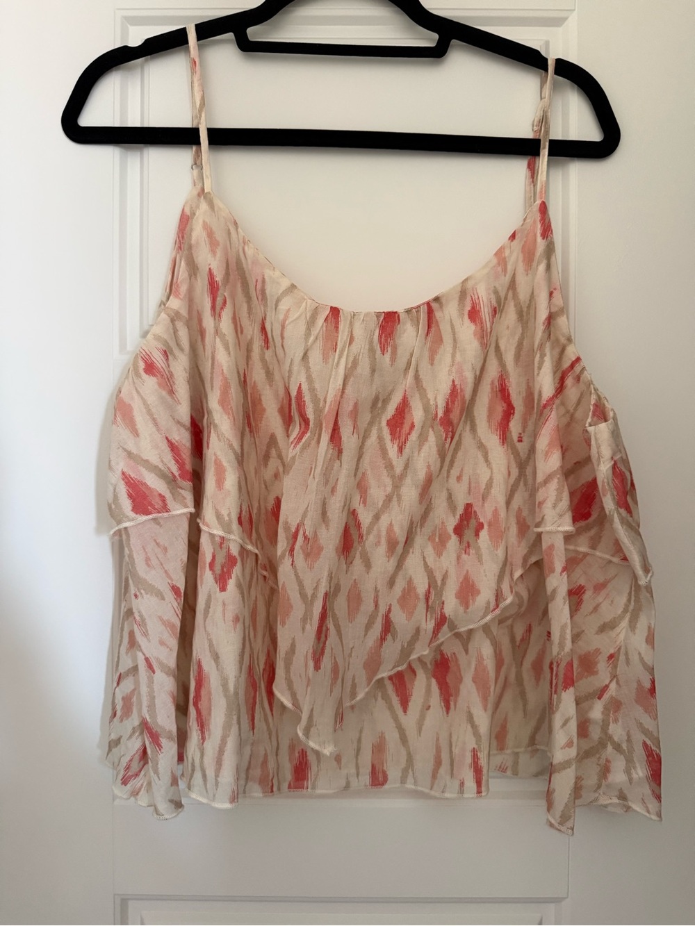 GAP Cream Camisole with Coral & Tan Ikat Print